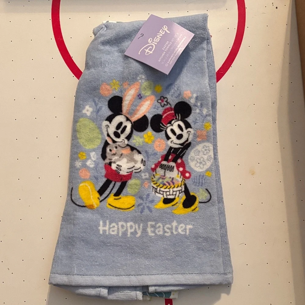 Disney Pastel Easter Towel with Floral and Egg Patterns